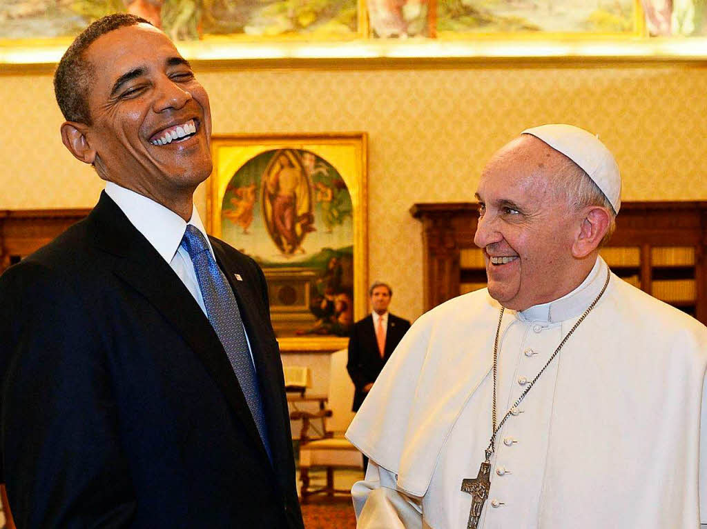 Viele gemeinsame Ziele: Franziskus 2014 mit dem ehemaligen US-Prsidenten Obama.