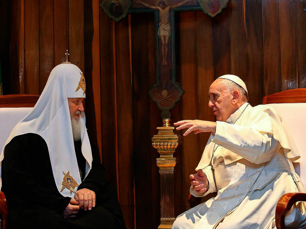Er setzt auf Austausch: Franziskus traf sich 2016 mit Patriarch Kirill, dem Oberhaupt der russisch-orthodoxen Kirche.