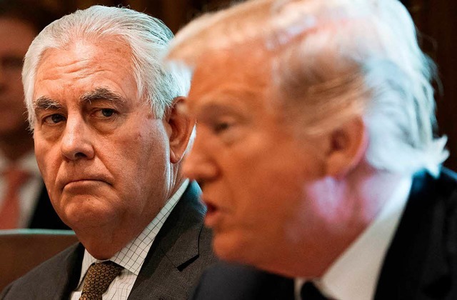 &#8222;Dank an Rex Tillerson fr seine...Prsident Trump (rechts)  am Dienstag.  | Foto: AFP