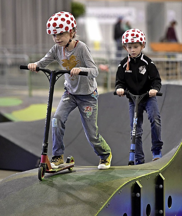 Groer Spa fr Kleine: Roller fahren auf einem Parcours  | Foto: Thomas Kunz