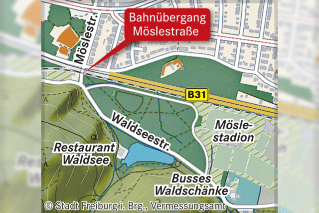 Die Sperrung des Bahnübergangs Möslestraße wird verschoben