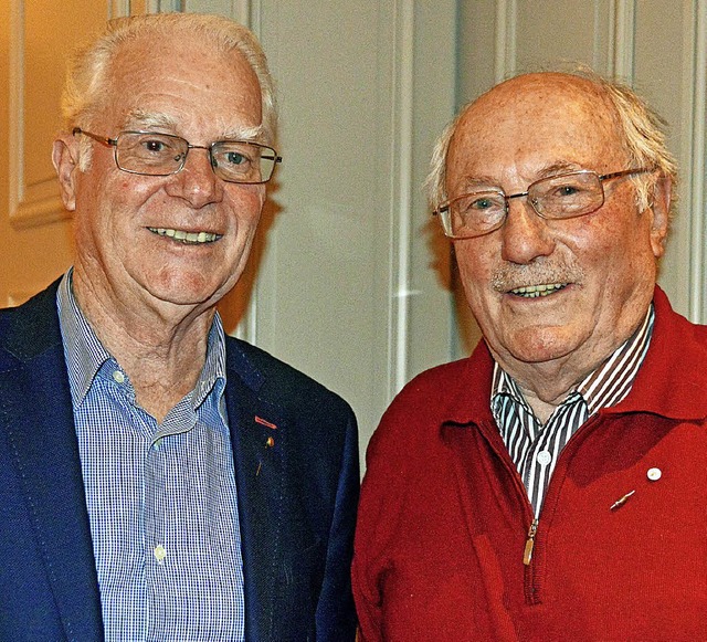 Paul Scherer (rechts) wurde fr 65 Jah...laus Birkenmeier fr 50 Jahre geehrt.   | Foto: Gerhard Lck
