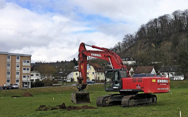 Fr den Bau der Holzhuser fr Geflch...nnwasser haben die Arbeiten begonnen.   | Foto: Stadt Lrrach