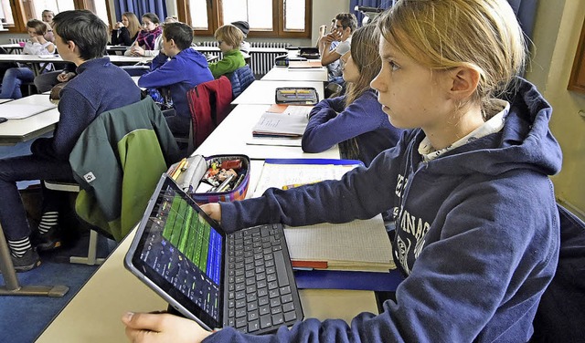 Unterricht mit Tablet am Friedrich-Gymnasium.  | Foto: Michael Bamberger