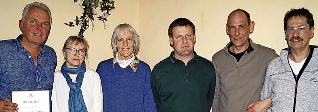 Vorsitzende Astrid Hellebrand (Zweite ...hias Maunz und Klaus Radzicki (links)   | Foto: Hartenstein