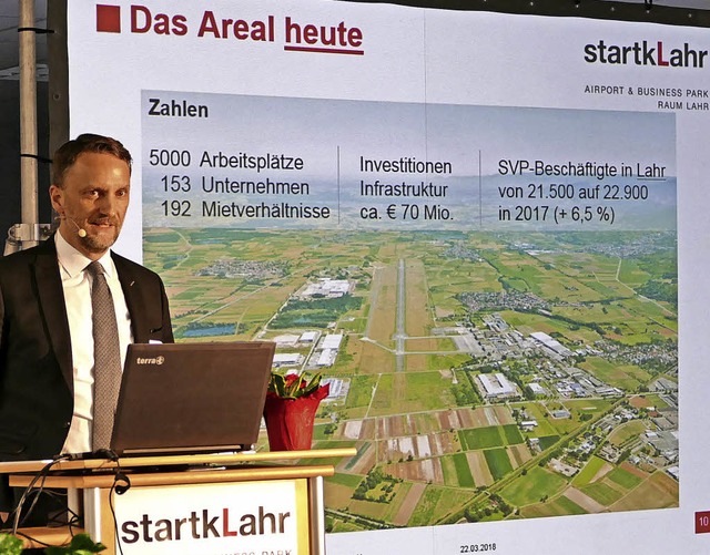 Markus Ibert prsentiert beeindruckende Zahlen zum Startklahr-Areal.   | Foto: Mark Alexander