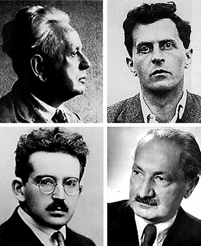 Ernst Cassirer, Ludwig Wittgenstein, M...min (im Uhrzeigersinn von links oben)   | Foto: BZ/Suhrkamp (1)