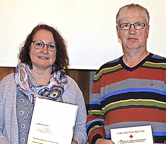 Eifrige Blutspender: Christa Maraun und Rudolf Owald    | Foto: Frey