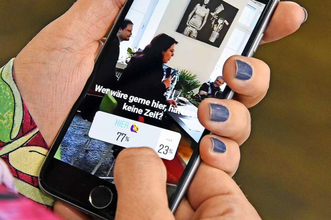 OB-Kandidatin Monika Stein nutzt unter anderem Instagram-Storys.  | Foto: Michael Bamberger