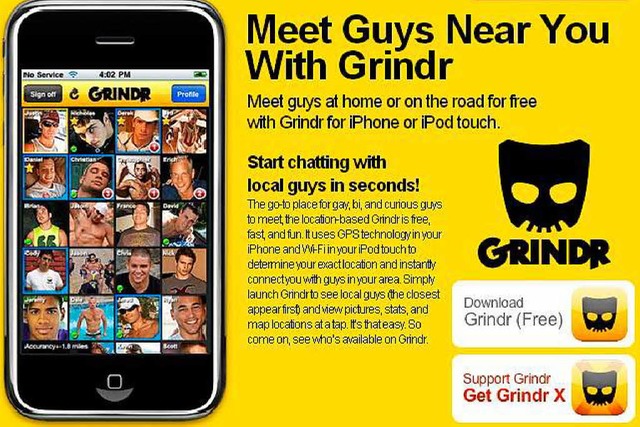 Die Website von Grindr war 2010 noch bunter.  | Foto: Screenshot