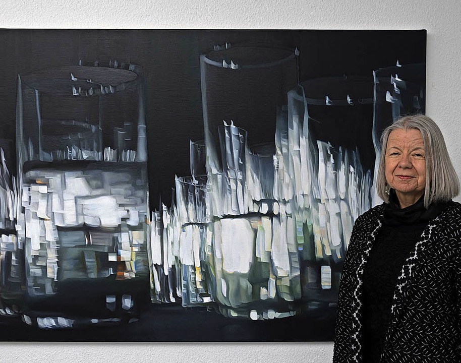 Spiegelungen, die beim Zusammentreffen...d  Thema der Ölbilder von Petra Frey.   | Foto: Helmut RohtHermel