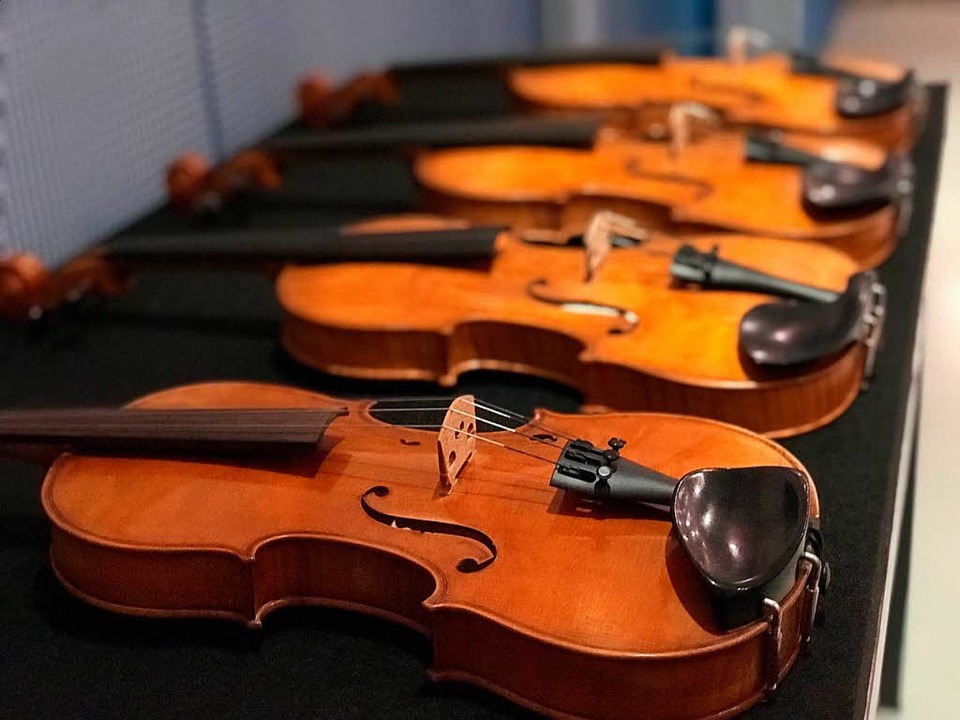Vier Geigen in einer Reihe.   | Foto: dpa