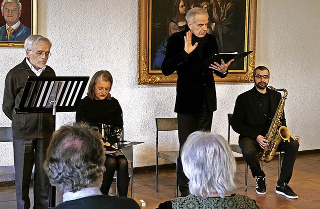 Charles Fichtner, Aline Martin, Jean L...ihrer Lesung in der Endinger Kornhalle  | Foto: christel Hlter-Hassler