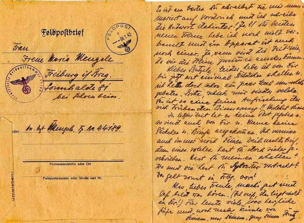 Ein Feldpostbrief an seine Frau, die er gerne &#8222;Dummerle&#8220; nannte.  | Foto: Markus Wolter
