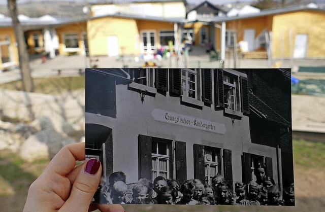 Welch ein Unterschied: Foto vom alten ...1920er Jahre), im Hintergrund der neue  | Foto: Jasmin Bergmann