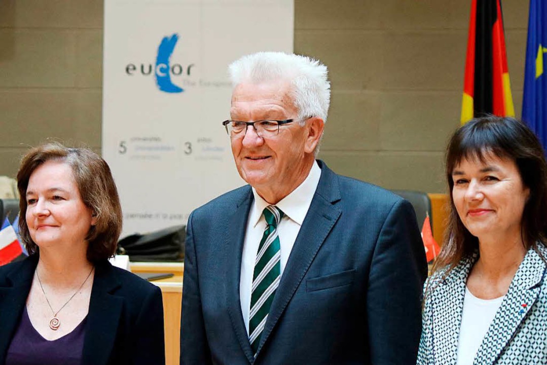 Ministerprsident Winfried Kretschmann... Universitt Straburg, Sophie Bejean.  | Foto: dpa