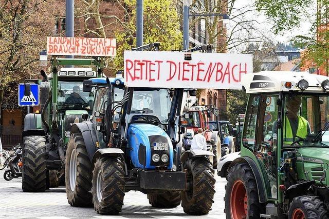 Fotos: Landwirte demonstrieren mit Traktoren in der Innenstadt gegen Dietenbach