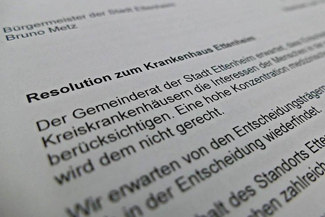 Die Resolution des Ettenheimer Gemeinderates.  | Foto: Christian Kramberg