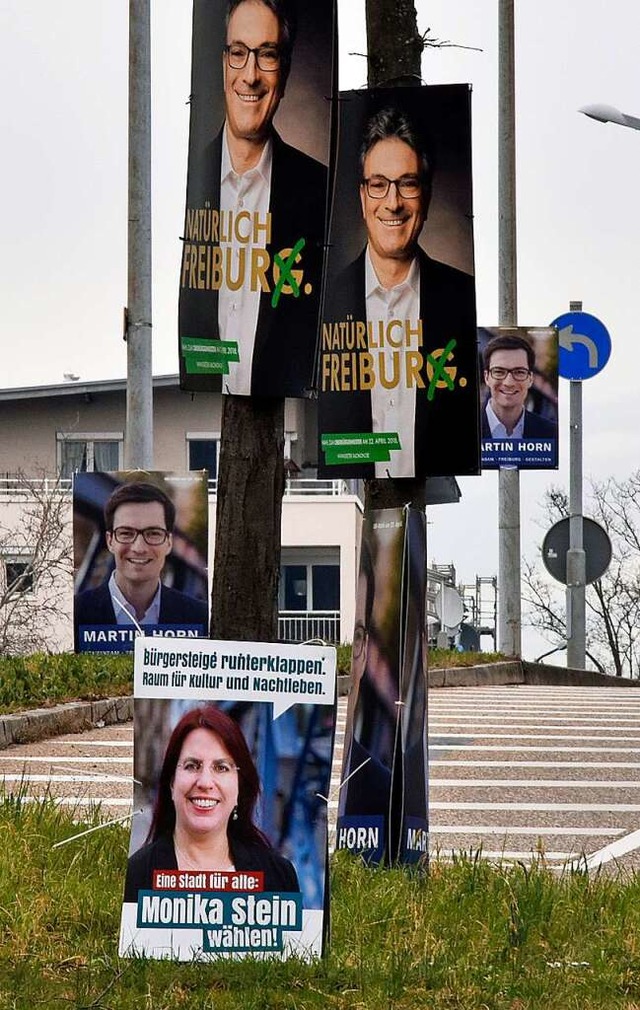 Die Budgets der Kandidierenden untersc...sich im Freiburger OB-Wahlkampf stark.  | Foto: Michael Bamberger