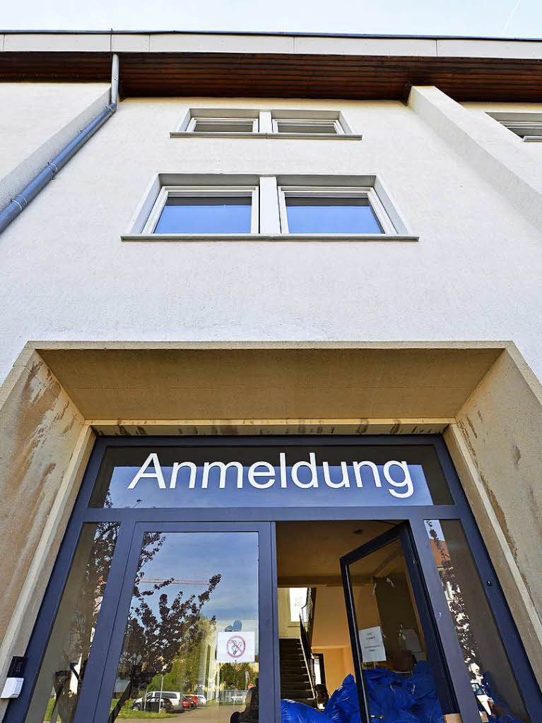 Einblick in das erste Wohnhaus der neuen Freiburger Erstaufnahmestelle fr Geflchtete.