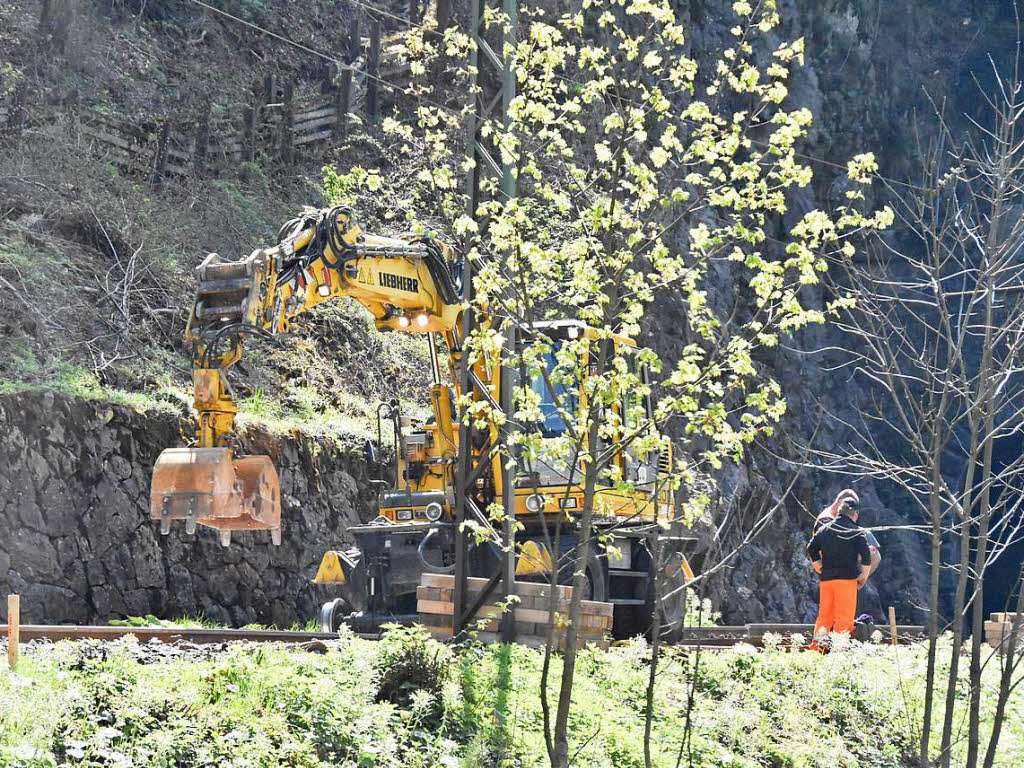 Auf dem Steilstreckenabschnitt zwischen Himmelreich und Hinterzarten sind Baumaschinen unterwegs. Auf dem Steilstreckenabschnitt zwischen Himmelreich und Hinterzarten sind Baumaschinen unterwegs.