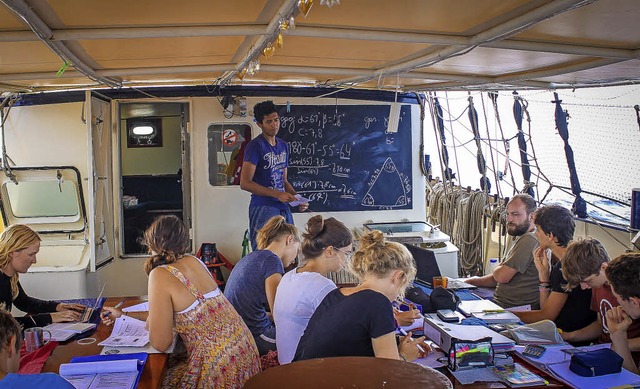 An Bord des Segelschiffs Regina Maris ...nd thematisiert die wirkenden Krfte.   | Foto: Ocean College