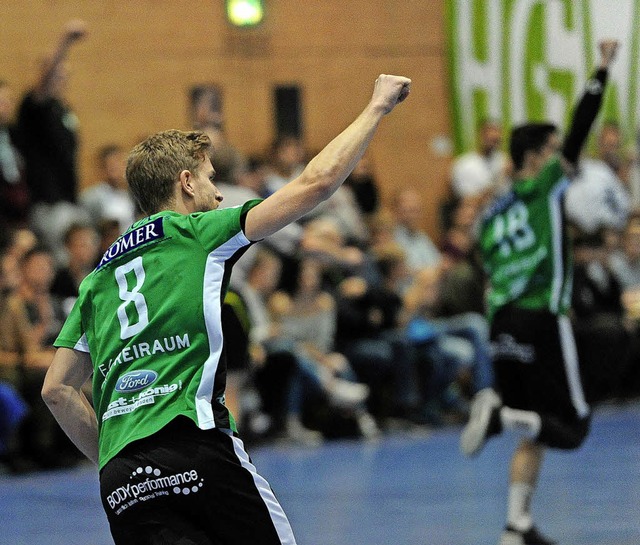 Geballte Fuste bei  Florian Herzog, d...fweierern beim  Sieg in der Hinrunde.   | Foto:  PresseBro Schaller