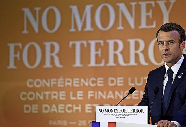 &#8222;Kein Geld fr den Terror&#8220;...Frankreichs Prsident Emmanuel Macron.  | Foto: AFP