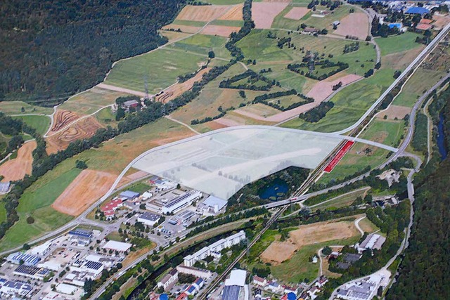 Das Areal des knftigen Zentralklinikums im Lrracher Osten.  | Foto: Stadt Lrrach