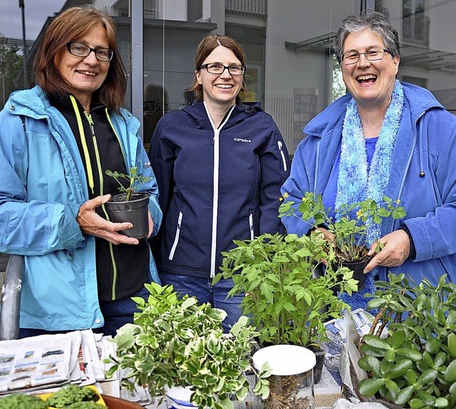 Riesenandrang bei der Pflanzentauschb...unbekannten Pflanzen berracht werden.  | Foto: Jutta Schtz