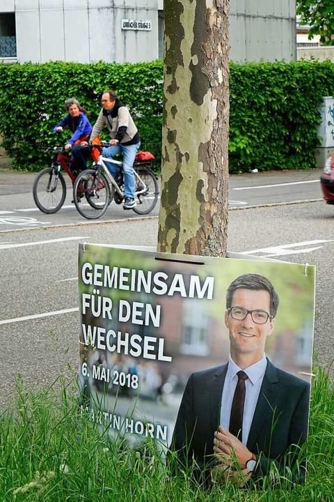 Ein Wahlplakat von Martin Horn  | Foto: Wolfgang Grabherr