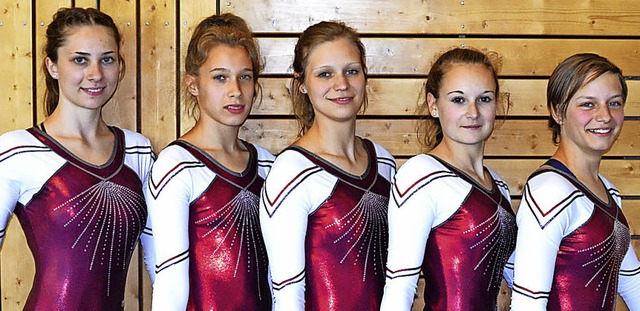 Die Lffinger Turnerinnen (von links) ...ten Wettkampf inder Bezirksliga Sd.    | Foto: thienes