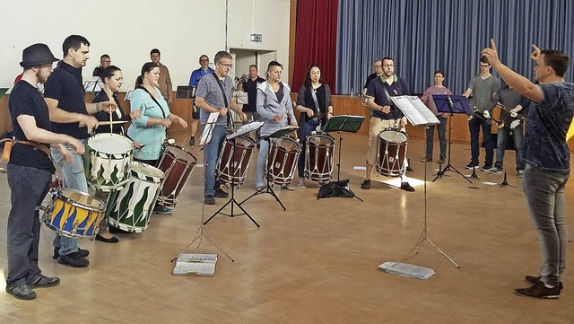 Musiker der Fanfarenzge Ihringen, Wei...Bhl und Waldkirch probten gemeinsam.   | Foto: A. Fuchs