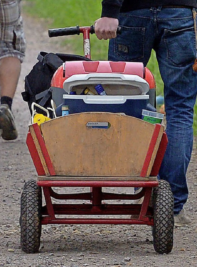 Die Bollerwagen stehen fr den Vatertag bereit.   | Foto: P. Steffen/dpa