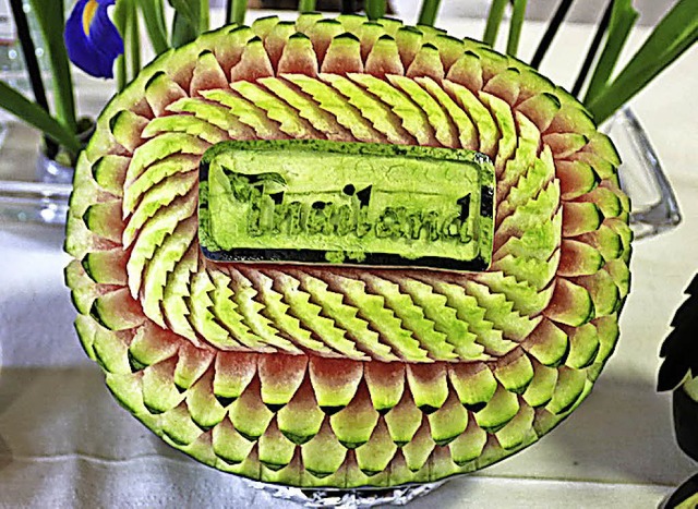 Geschnitzte Melone.   | Foto: Heiss