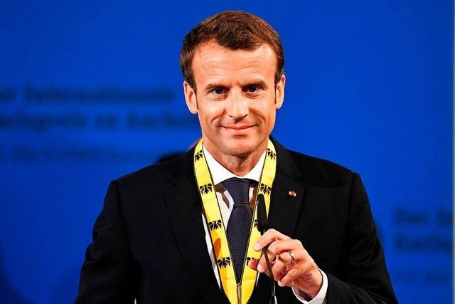 Frankreichs Prsident Macron wird mit Karlspreis ausgezeichnet