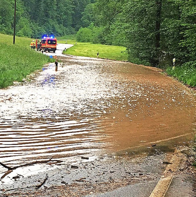 Die berflutete L 106 im Bleichtal am Donnerstag   | Foto: Feuerwehr