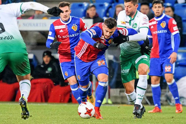 Traf doppelt fr den FC Basel: Albian Ajeti (Mitte)   | Foto: Archiv Gerd Grndl