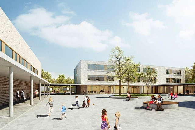 So soll er aussehen, der neue Schulcam...undschule mit dem berdachten Eingang.  | Foto: mbpk Architekten und Stadtplaner GmbH, Freiburg