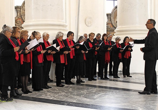 Der Domchor unter der Leitung von Mich...kumenischen Gottesdienst musikalisch.  | Foto: Cornelia Liebwein