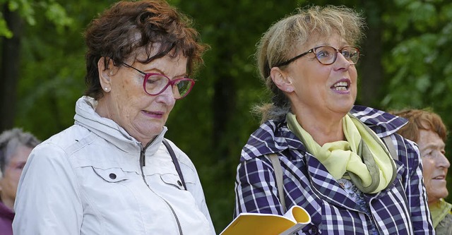 Sngerinnen beim gemeinsamen Singen de...#8220; auf dem Tllinger bei tlingen   | Foto: Lapp