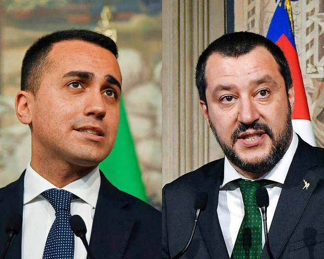 Fnf-Sterne-Chef Luigi Di Maio (links) und  Matteo Salvini von der Lega.  | Foto: AFP