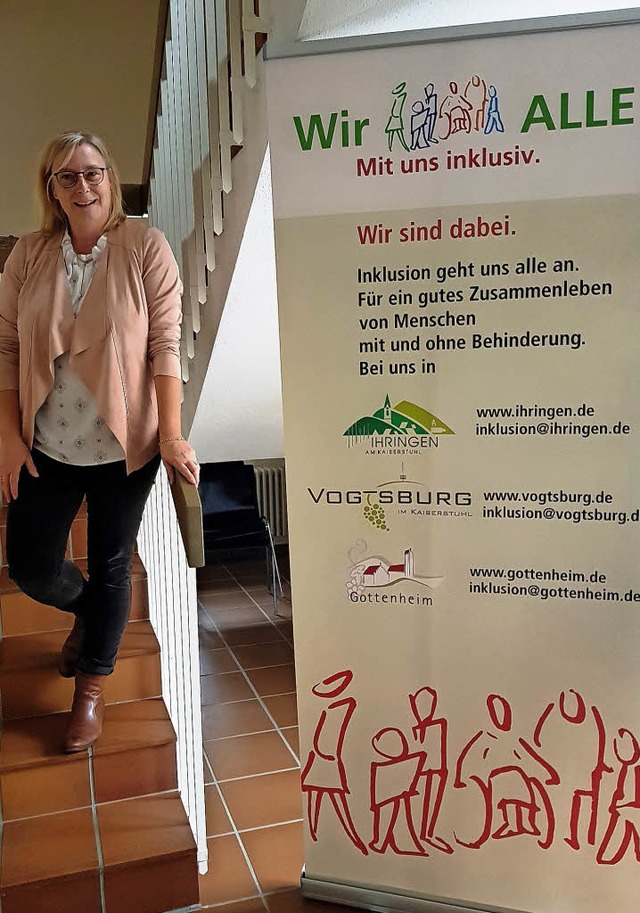 Treppen sind eine Barriere, aber es gi...lerin  Christina Clement in Ihringen.   | Foto: Julius Steckmeister