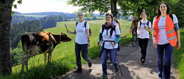 Gute Stimmung  herrschte auf dem Weg z...unnen unter den Friedensmarschierern.   | Foto: Erich Krieger