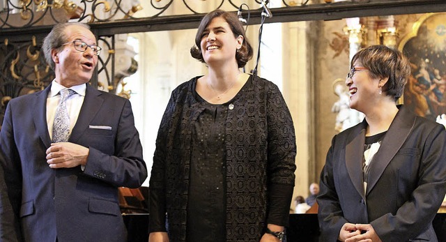 Johannes Gtz, Karin Karle (Mitte) und...ums in der Barockkirche in St. Peter.   | Foto: Erich Krieger