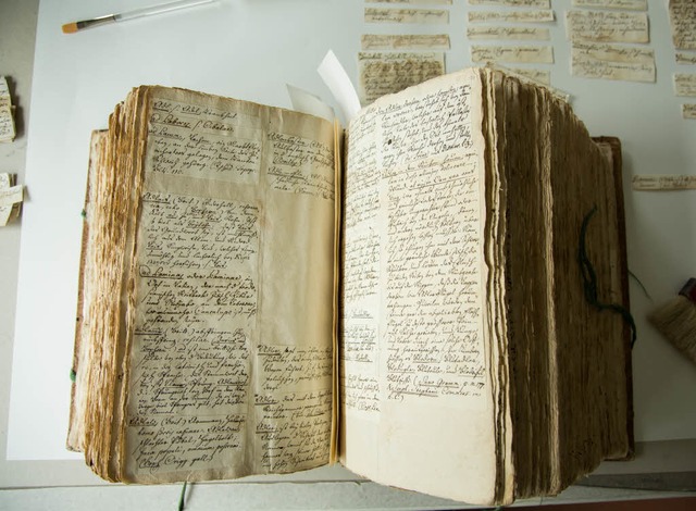 Fr den Druck vorbereiteter Manuskript...erts blieben 250 Jahre lang unbekannt.  | Foto: Fotos: raz/Moritz