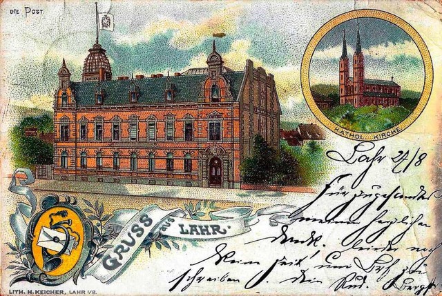 Das Postamt auf einer kolorierten Ansichtskarte aus dem Jahr 1899  | Foto: Manfred Eble 