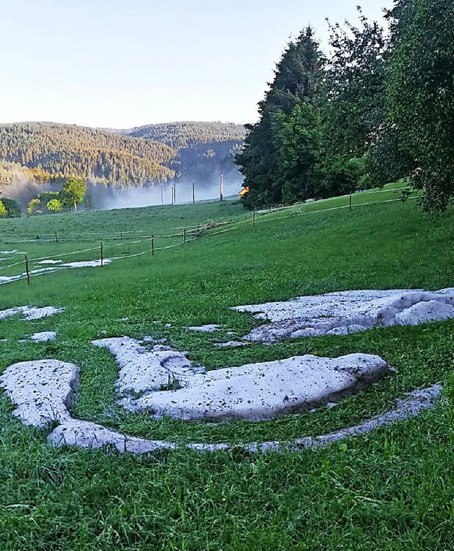 Im Raum Grafenhausen brachte das Unwetter auch starken Hagel mit.   | Foto: Feuerwehr Grafenhausen