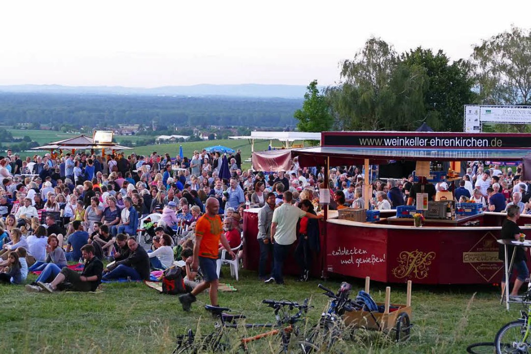 Gespannt warteten am Samstagabend die ... das Open-Air-Kino auf dem Batzenberg.  | Foto: Lena Roser