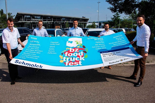 Das Team hinter dem Food-Truck-Fest (v...(BZ) und Michael Gleichauf (Schmolck).  | Foto: Patrik Mller